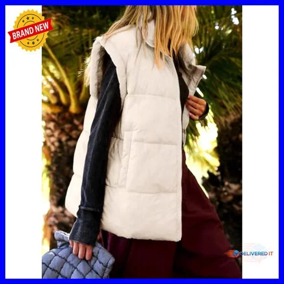 Oversized Puffer Vest Quilted Lightweight Stand Collar Insulated Padded Jacket